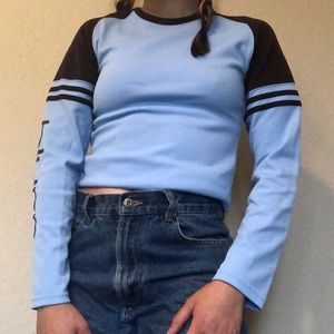 y2k blue and brown top